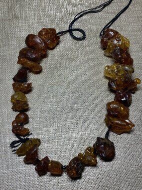 Natural Baltic Amber Necklace Raw Baroque Amber Beads 54.85g Vintage